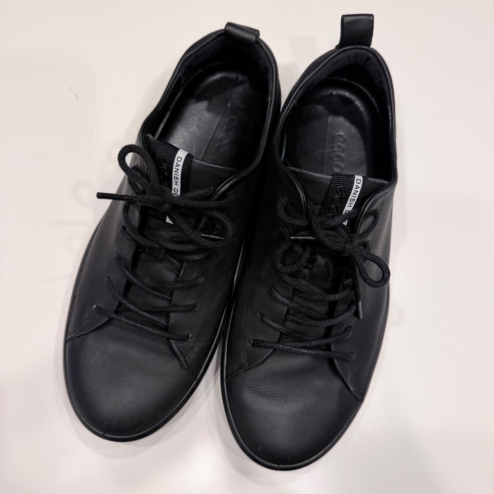ECCO Soft 7 Danish Design Black Leather Sneakers Mens 6 Womens 9 EU 40 440504